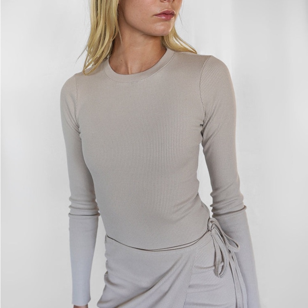 The Range NYC Ribbed Cross Back Crewneck Bodysuit
